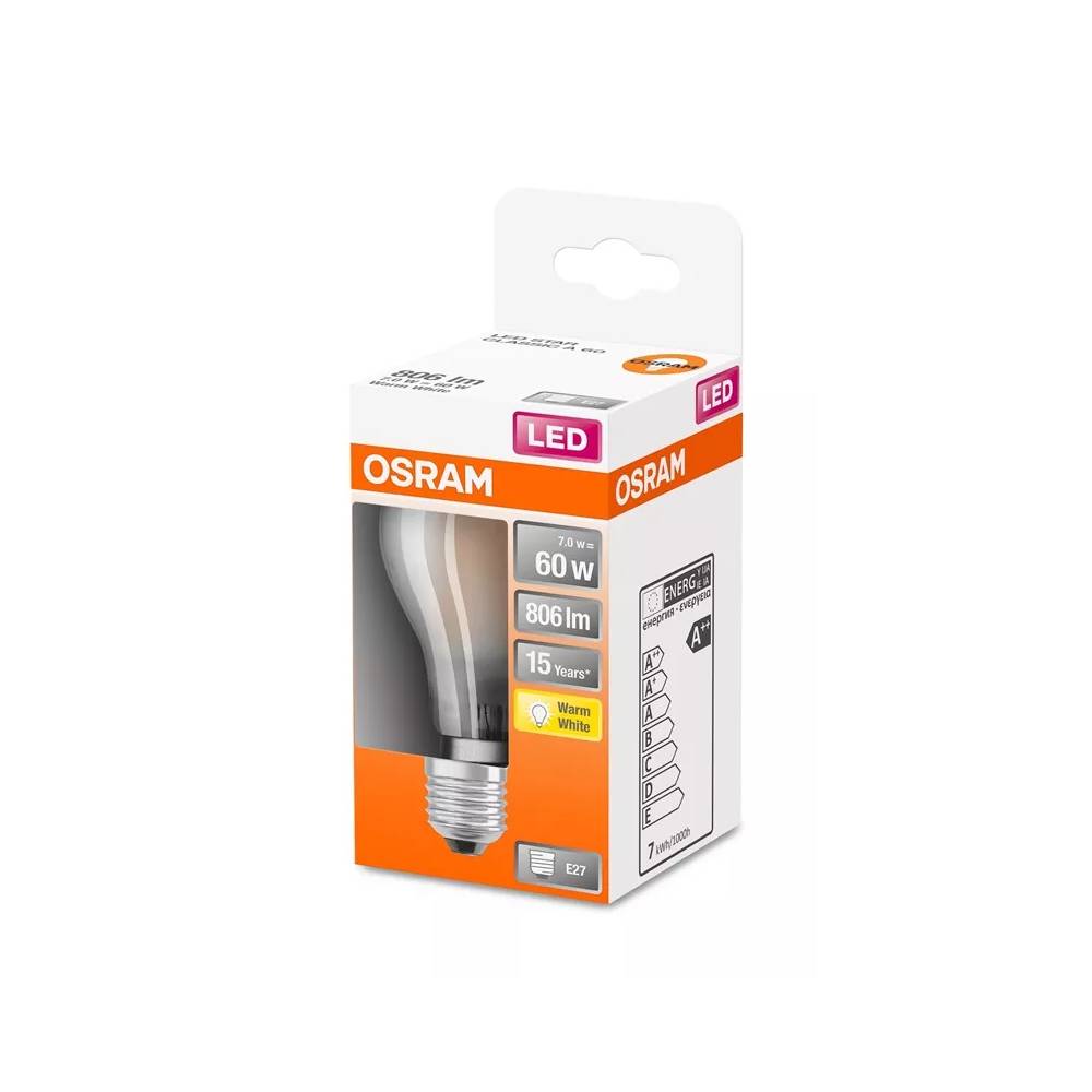 Lemputė Osram LED, A60, šiltai balta, E27, 7 W, 806 lm