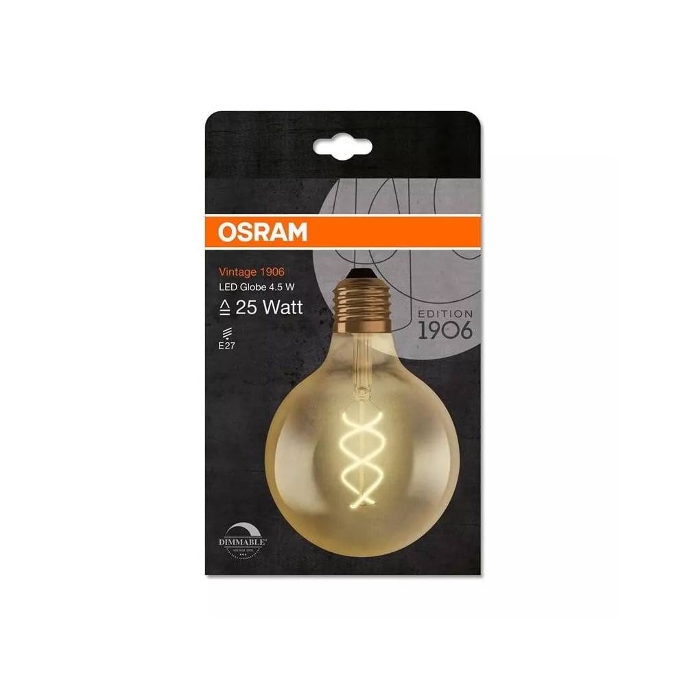 Lemputė Osram LED, G125, šiltai balta, E27, 4.5 W, 300 lm