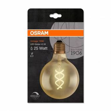 Lemputė Osram LED, G125, šiltai balta, E27, 4.5 W, 300 lm