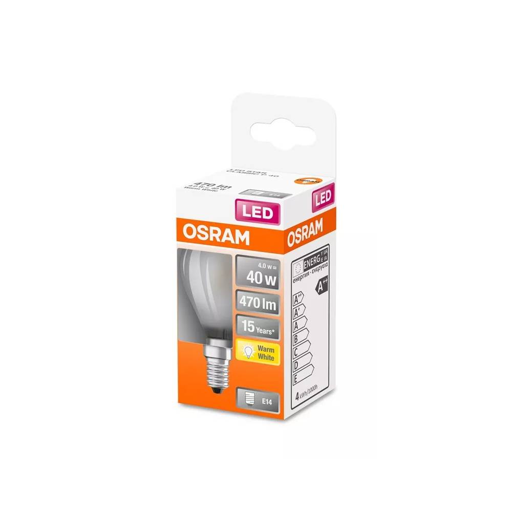 Lemputė Osram LED, P45, šiltai balta, E14, 4 W, 470 lm