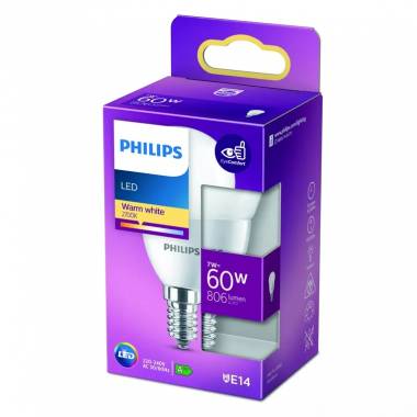 Lemputė Philips LED, P48, šiltai balta, E14, 7 W, 806 lm