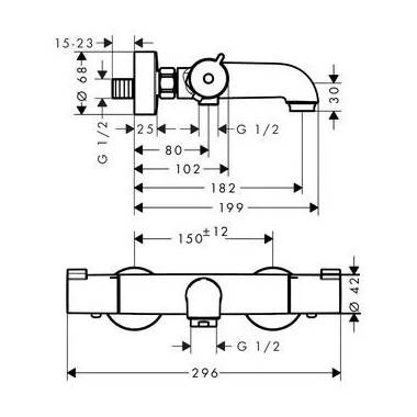 Termostatinis vonios maišytuvas Hansgrohe Ecostat 1001 CL