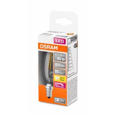 Lemputė Osram LED, B35, šiltai balta, E14, 5 W, 470 lm