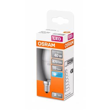 Lemputė Osram LED, B35, šaltai balta, E14, 5.5 W, 470 lm