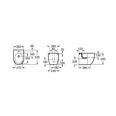 Bidė Roca Meridian Compact A357247000, 360 mm x 520 mm x 400 mm, balta