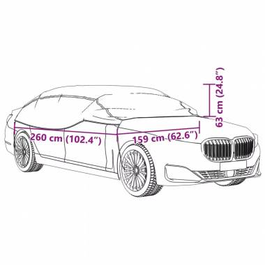 Pusės automobilio uždangalas su kabliukais, sidabrinis