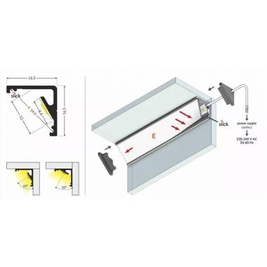 KAMPINIS LED JUOSTOS ALIUMINIO PROFILIS CABI12 2M JUODAS