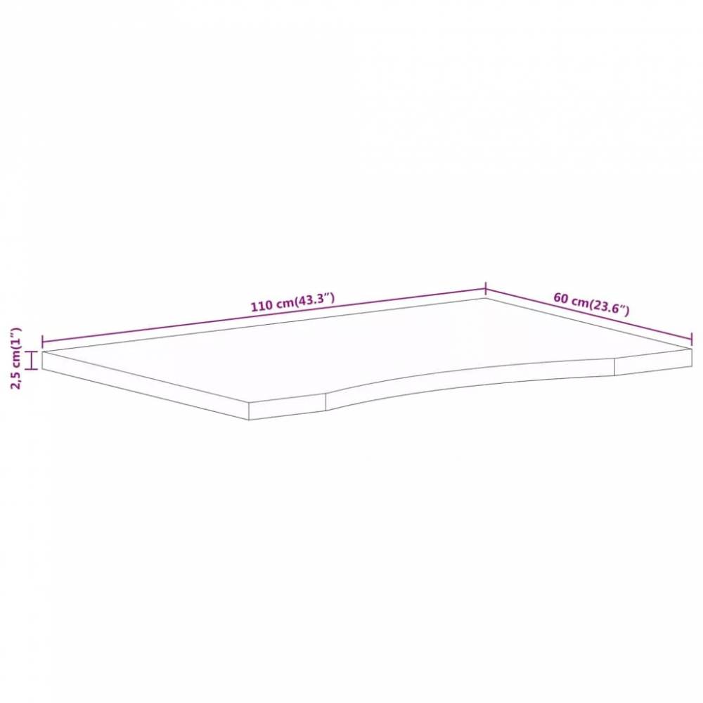Rašomojo stalo stalviršis su linkiu, 110x60x2,5 cm, mango