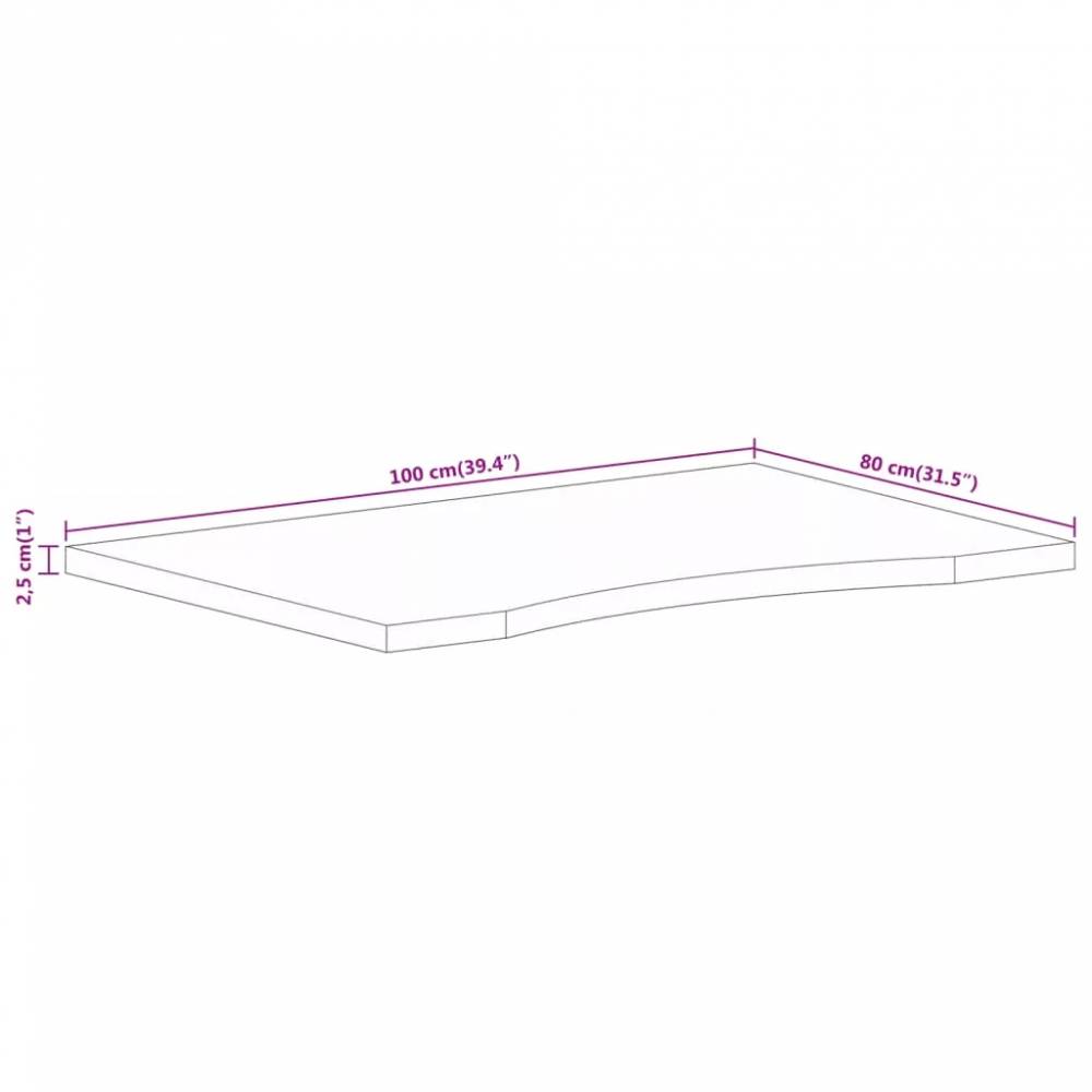 Rašomojo stalo stalviršis su linkiu, 100x80x2,5 cm, mango