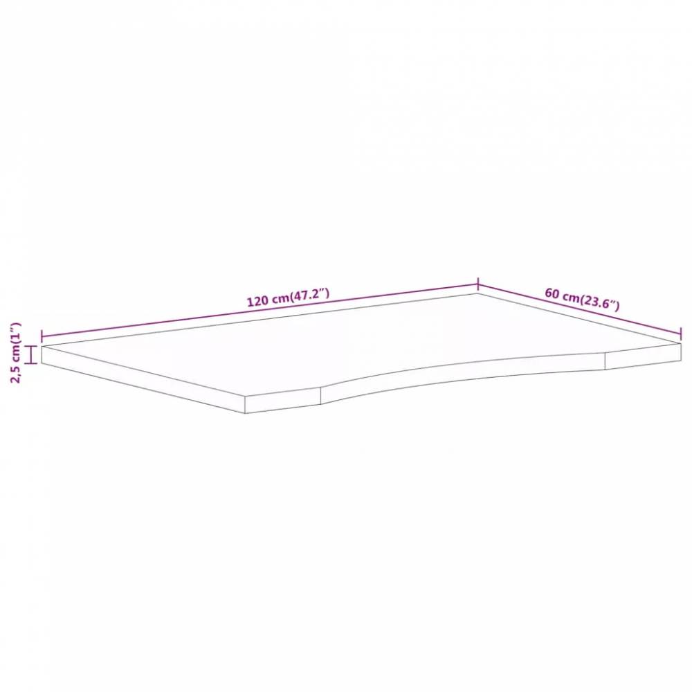 Rašomojo stalo stalviršis su linkiu, 120x60x2,5cm, mango
