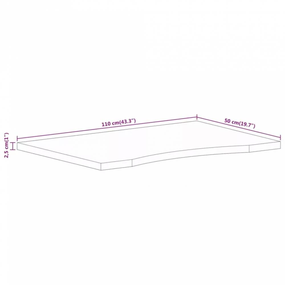 Rašomojo stalo stalviršis su linkiu, 110x50x2,5 cm, mango