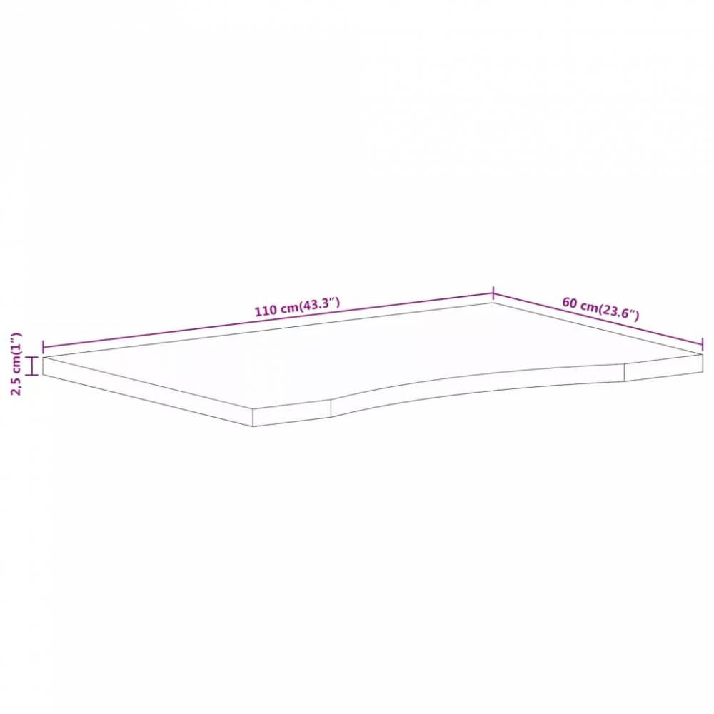Rašomojo stalo stalviršis su linkiu, 110x60x2,5 cm, mango