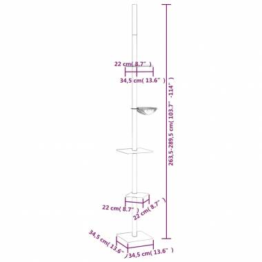 Draskyklė katėms iki lubų, reguliuojama aukštis 263,5–289,5cm