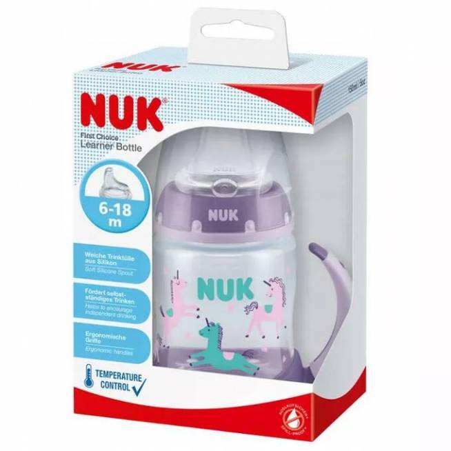 NUK ZE-105 rinkinys FC buteliukas 150 ml su rankenėlėmis ir temperatūros indikatoriumi + nemokamas silikoninis...