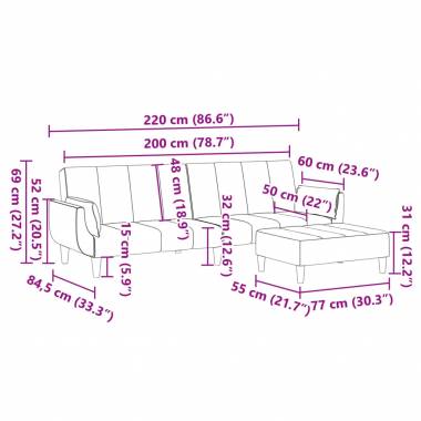 Dvivietė sofa-lova su pakoja, aksomas