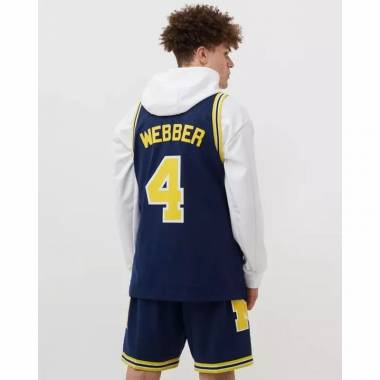 Mitchell & Ness NCAA Swingman Road Jersey Michigan1991 Chris Webber SMJY4437-UMI91CWEASBL