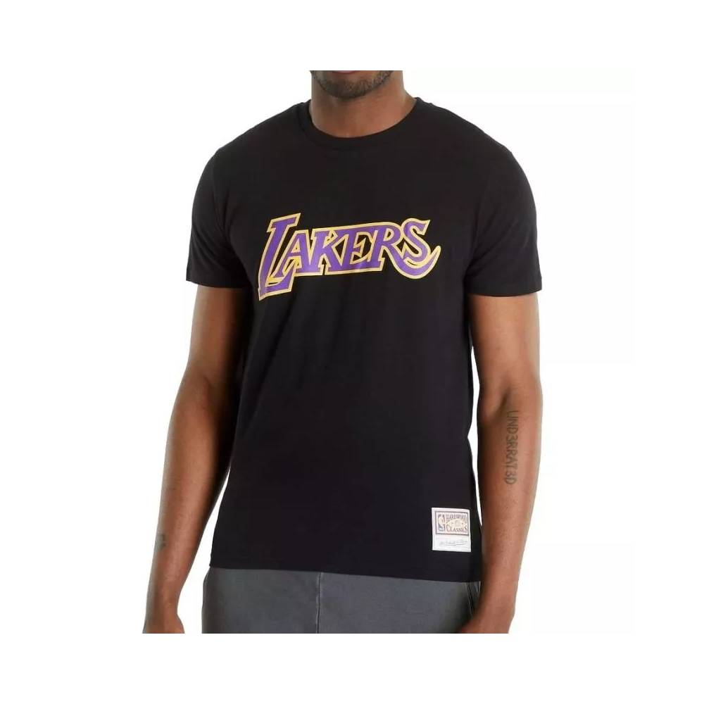 "Mitchell & Ness" NBA komandos logotipas marškinėliai Los Angeles Lakers BMTRINTL1051-LALBLCK