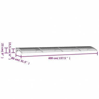 Stogelis durims, juodos spalvos, 400x75cm, polikarbonatas