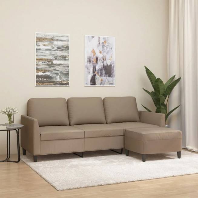 Trivietė sofa su pakoja, 180cm, dirbtinė oda