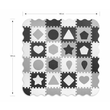 MILLY MALLY 5616 Putų dėlionės kilimėlis 36vnt. "Jolly 4x4 Shapes" - pilka