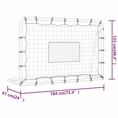 Futbolo atšokimo sienelė, balta/juoda, 184x61x123cm, plienas/PE