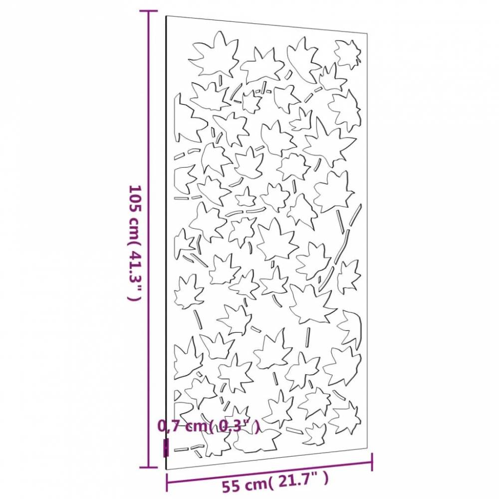Sodo sienos dekoracija, 105x55cm, corten plienas, klevo lapai