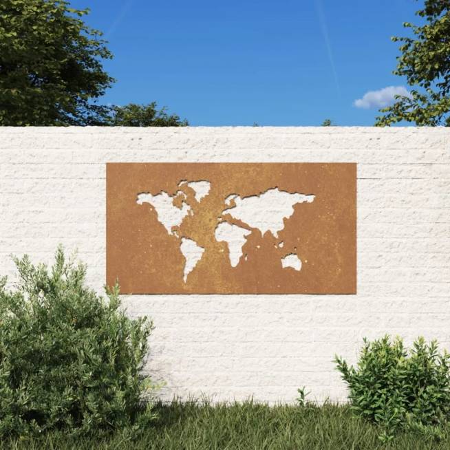 Sodo sienos dekoracija, 105x55cm, corten plienas, žemėlapis