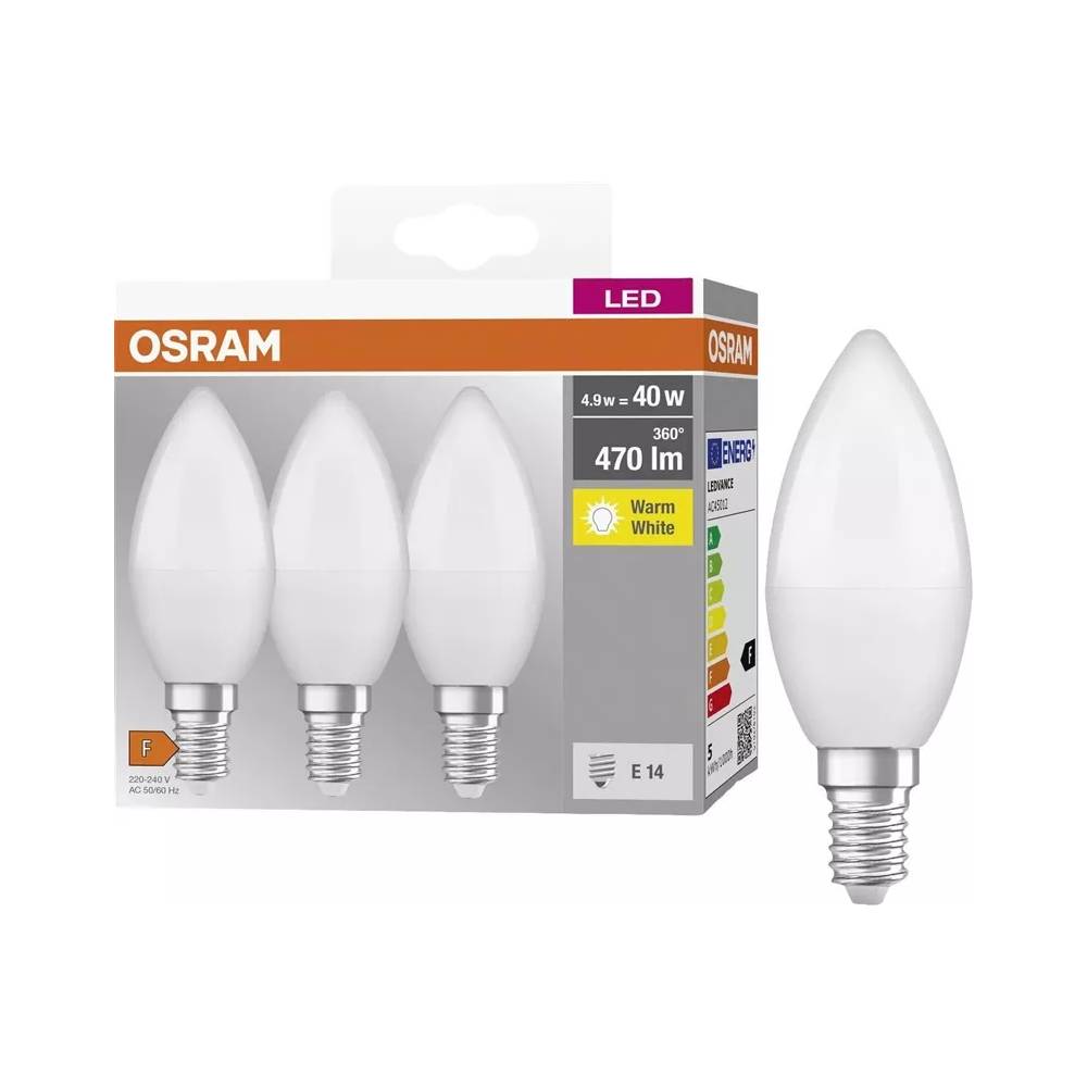 LED lemputė Osram LED, B40, balta, E14, 4,9W, 470 lm