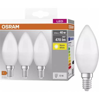 LED lemputė Osram LED, B40, balta, E14, 4,9W, 470 lm