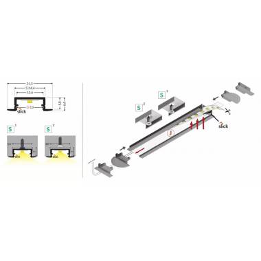 LED juostos profilis Standart BEGTIN12 F2005201, balta