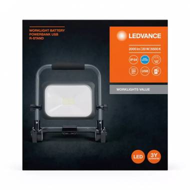 Prožektorius Ledvance Worklight Value Battery, 20 W, 2000 lm, 6500 °K, IP54, juodas