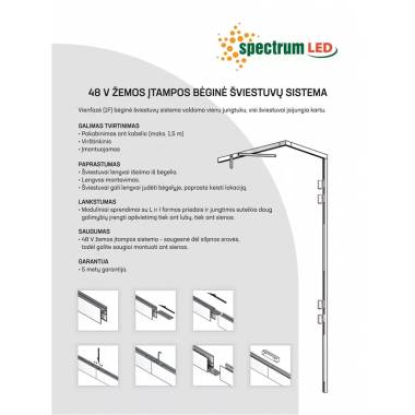 Bėgių tvirtinimo detalė lubų ir sienų Spectrum System Shift WLD+40026, 17 W, LED