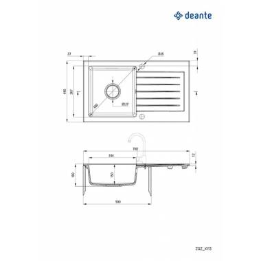 Plautuvė Deante Zorba ZQZ_A113, granitas, 76 cm x 44 cm x 16 cm