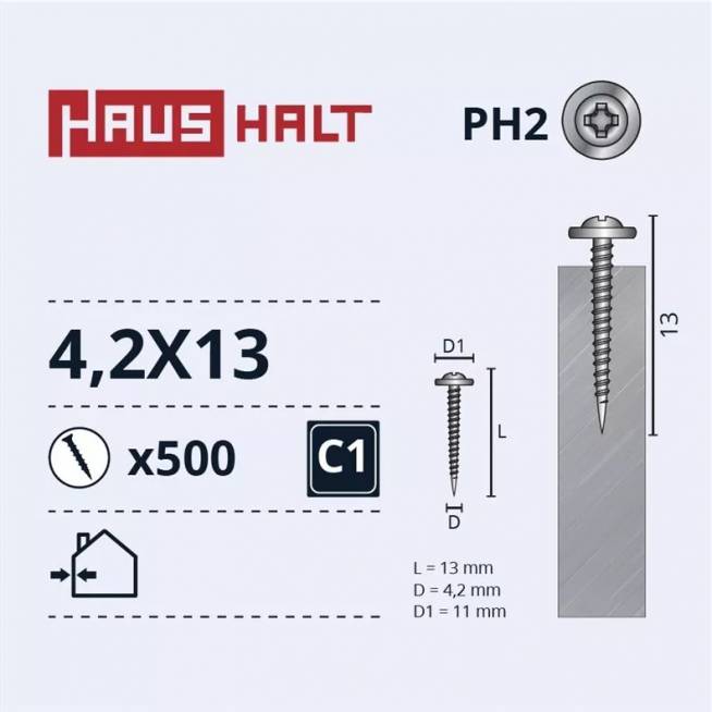 Savisriegis Haushalt DIN 14566, 4.2 mm x 13 mm, 500 vnt.