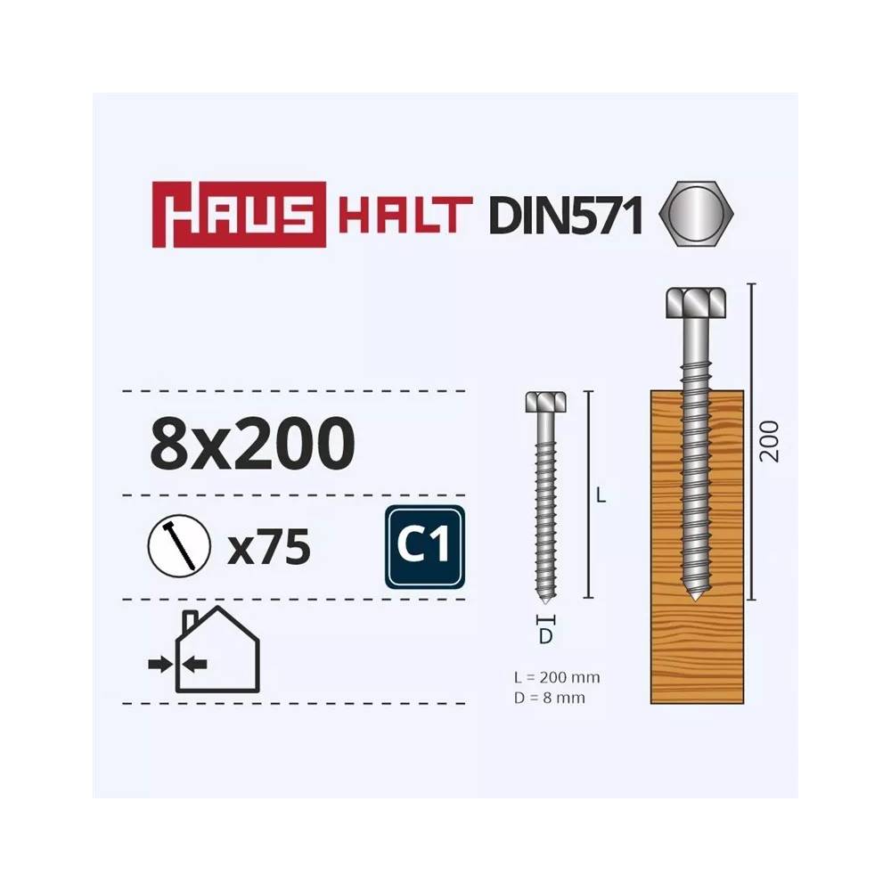 Medsraigtis Haushalt, 8 x 200 mm, 75 vnt.