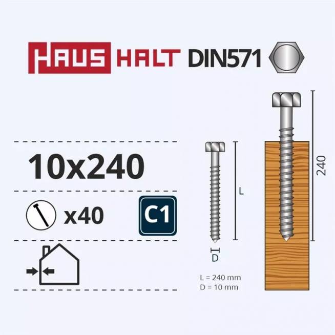 Medsraigtis Haushalt, 10 x 240 mm, 40 vnt.