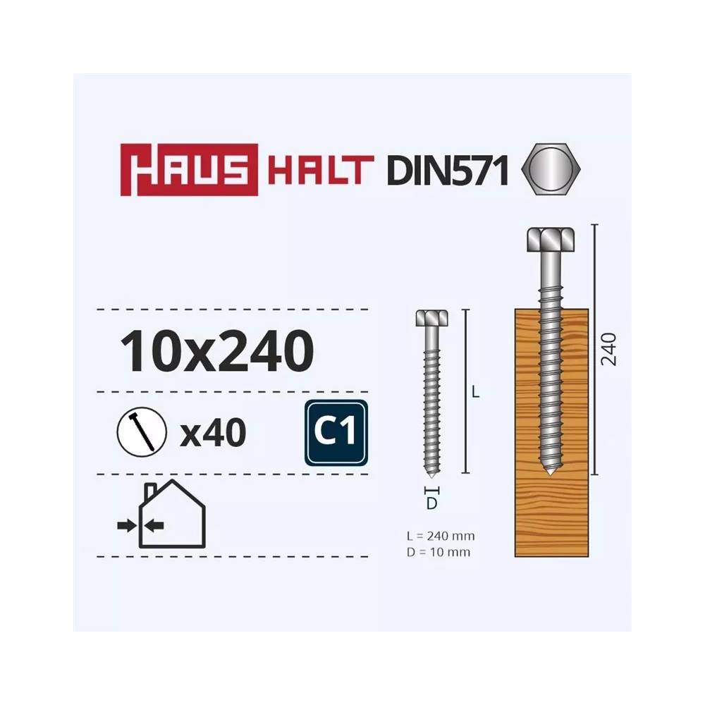 Medsraigtis Haushalt, 10 x 240 mm, 40 vnt.