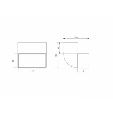 Alkūnė Europlast KLV 110 x 55 mm, 90 °