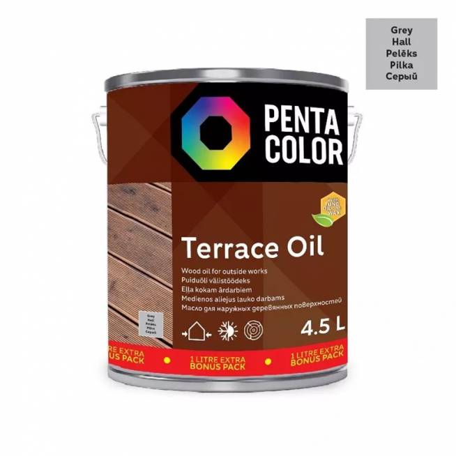 Terasų aliejus Pentacolor Terrace Oil, pilka, 4.5 l