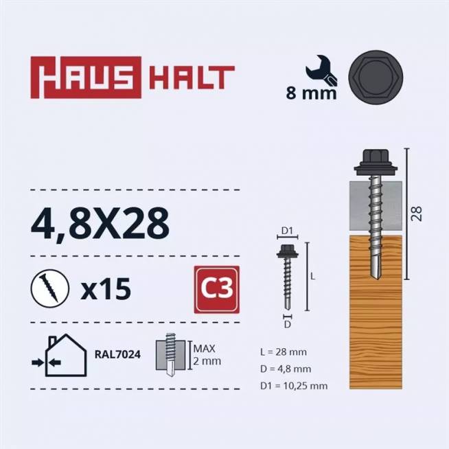 Savisriegis Haushalt, 4.8 mm x 28 mm, 15 vnt.