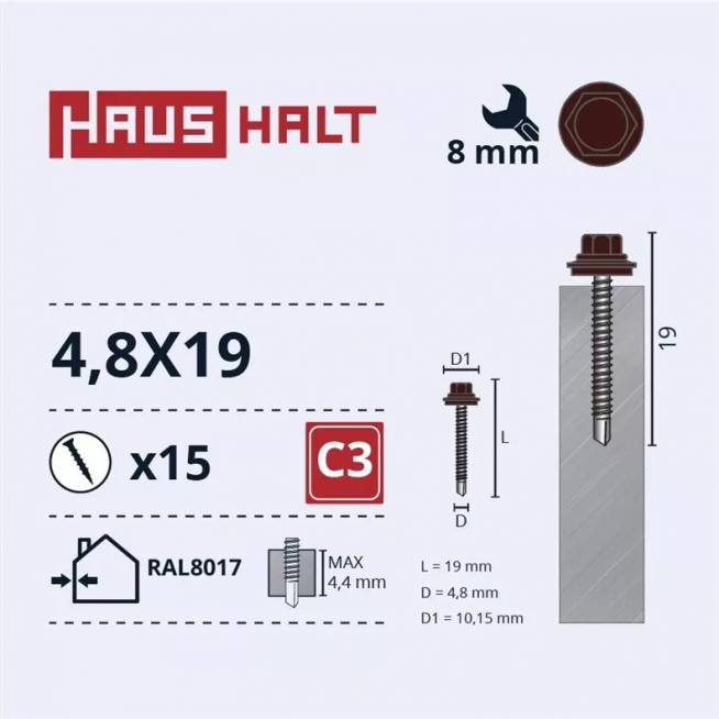 Savisriegis Haushalt, 4.8 mm x 19 mm, 15 vnt.