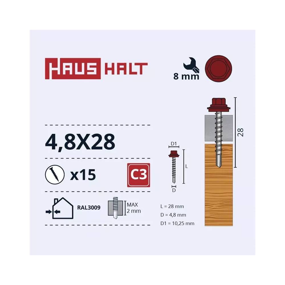 Savisriegis Haushalt, 4.8 mm x 28 mm, 15 vnt.