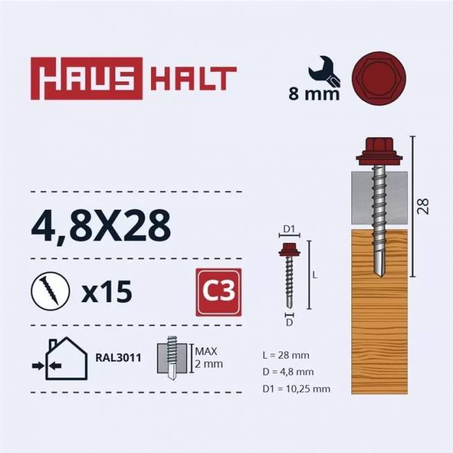 Savisriegis Haushalt, 4.8 mm x 28 mm, 15 vnt.