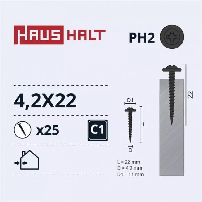 Savisriegis Haushalt, 4.2 mm x 22 mm, 25 vnt.