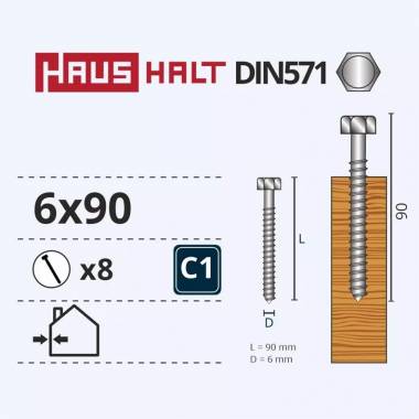 Medsraigtis Haushalt, 6 x 90 mm, 8 vnt.