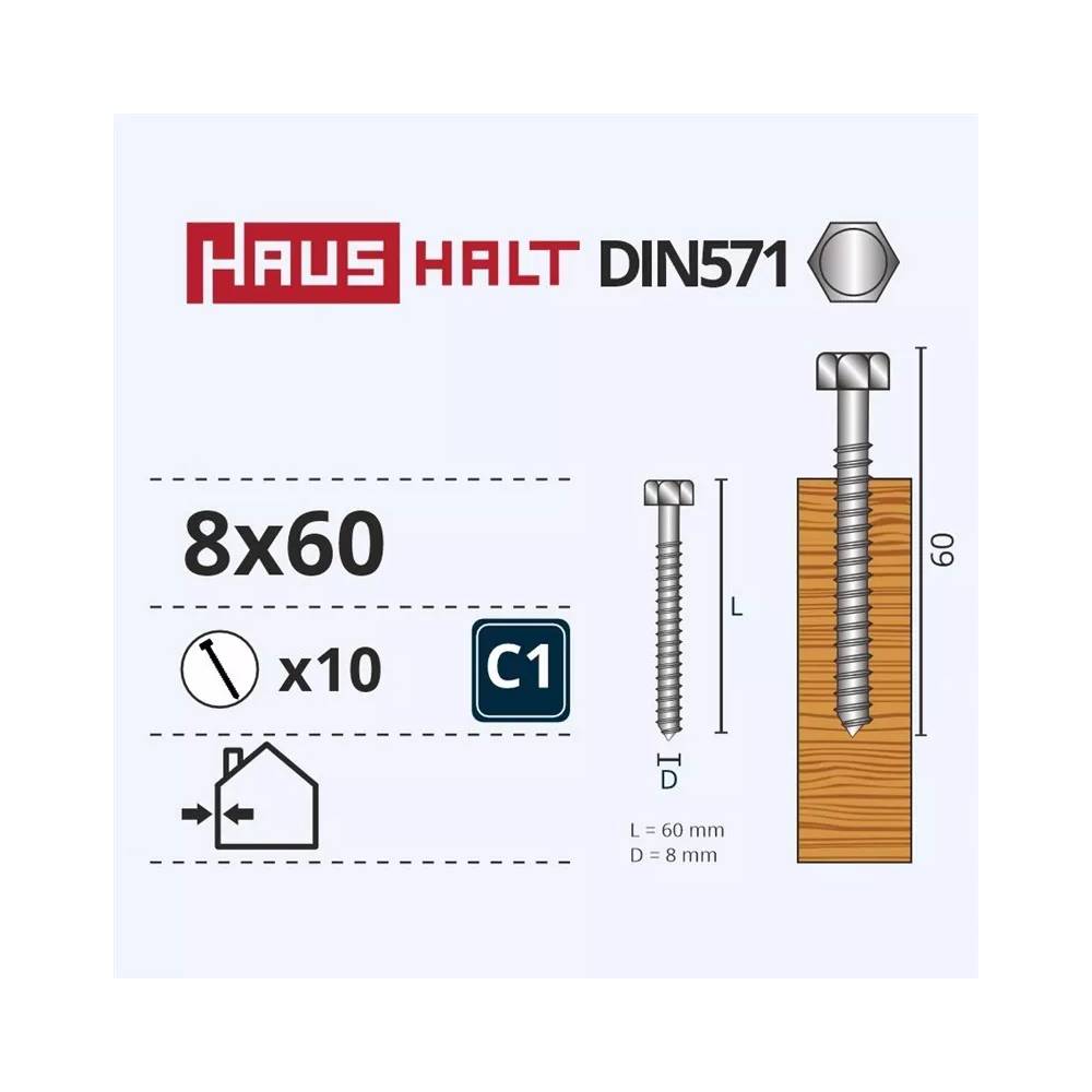 Medsraigtis Haushalt, 8 x 60 mm, 10 vnt.