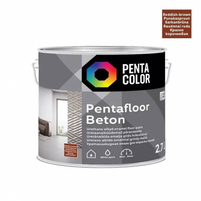 Grindų dažai Pentacolor Pentafloor Beton, raudonai ruda, 2.7 l