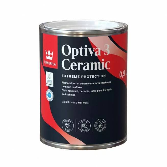 Akriliniai dažai Tikkurila Optiva 3 Ceramic, balta, 0.9 l