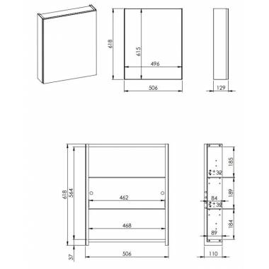 Pakabinama vonios spintelė su veidrodžiu Elita Basic 904652, pilka, 12.9 cm x 50.6 cm x 61.8 cm