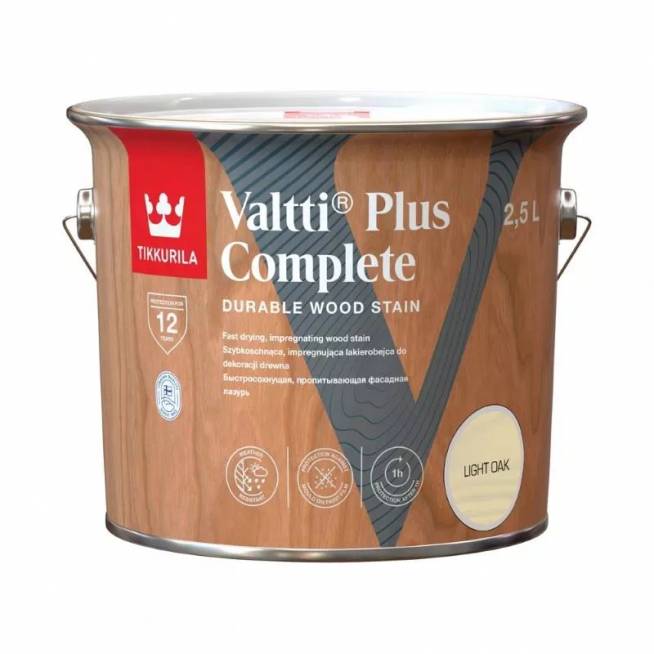 Impregnantas Tikkurila Valtti Plus Complete, dramblio kaulo/šviesus ąžuolas, 2.5 l